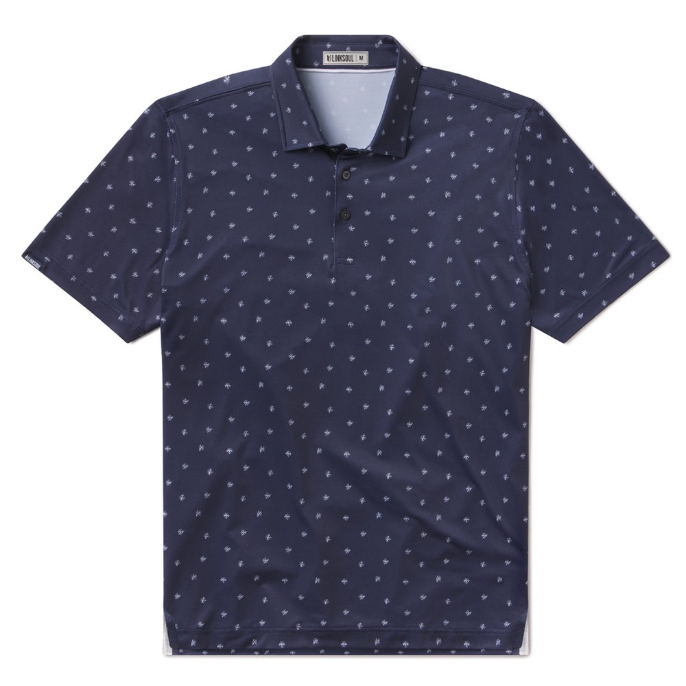 NWT LINKSOUL Printed Palomar Performance Polo in Midnight Asterisk